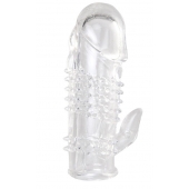 Прозрачная гелевая насадка с шипами и клиторальным отростком - 13 см. - Toyfa Basic - в Коврове купить с доставкой