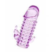 Закрытая фиолетовая насадка с 2 отростками - 13 см. - Toyfa Basic - в Коврове купить с доставкой