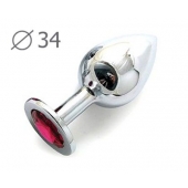 Коническая серебристая анальная втулка с малиновым кристаллом - 8,2 см. - Anal Jewelry Plug - купить с доставкой в Коврове