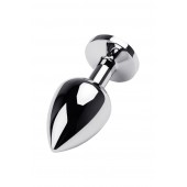 Серебристая коническая анальная пробка с красным кристаллом - 8 см. - ToyFa - купить с доставкой в Коврове