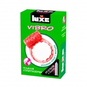 Розовое эрекционное виброкольцо Luxe VIBRO  Поцелуй стриптизёрши  + презерватив - Luxe - в Коврове купить с доставкой