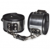 Эффектные серебристо-черные наручники с металлическим блеском - Sitabella - купить с доставкой в Коврове