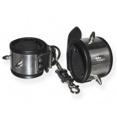 Серебристо-черные наручники с шипами и металлическим блеском - Sitabella - купить с доставкой в Коврове