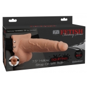 Телесный полый страпон с имитацией эякуляции 7.5  Hollow Squirting Strap-On with Balls Flesh - 21,6 см. - Pipedream - купить с доставкой в Коврове