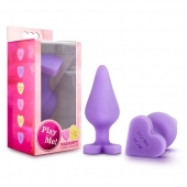 Фиолетовая анальная пробка Naughty Candy Heart Do Me Now - 8,9 см. - Blush Novelties - купить с доставкой в Коврове