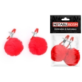 Зажимы для сосков с красным пушком - Notabu - купить с доставкой в Коврове