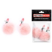 Зажимы для сосков с розовым пушком - Notabu - купить с доставкой в Коврове