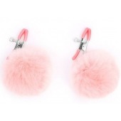 Зажимы для сосков с розовым пушком - Notabu - купить с доставкой в Коврове