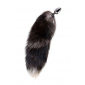 Серебристая металлическая анальная втулка с хвостом чернобурой лисы - размер S - ToyFa - купить с доставкой в Коврове