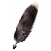 Серебристая металлическая анальная втулка с хвостом чернобурой лисы - размер S - ToyFa - купить с доставкой в Коврове