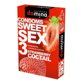 Презервативы для орального секса DOMINO Sweet Sex с ароматом клубничного коктейля  - 3 шт. - Domino - купить с доставкой в Коврове