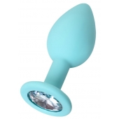 Мятная анальная пробка с прозрачным кристаллом Brilliant - 7 см. - ToyFa - купить с доставкой в Коврове