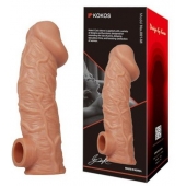 Телесная насадка на фаллос с отверстием для мошонки EXTREME SLEEVE - 17,6 см. - KOKOS - в Коврове купить с доставкой