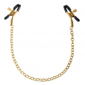 Чёрные с золотом зажимы на соски Gold Chain Nipple Clamps - Pipedream - купить с доставкой в Коврове