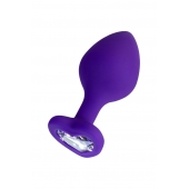 Фиолетовая анальная втулка Diamond Heart с прозрачным кристаллом - 8 см. - ToyFa - купить с доставкой в Коврове