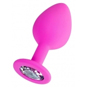 Розовая анальная втулка Brilliant с прозрачным кристаллом - 7 см. - ToyFa - купить с доставкой в Коврове