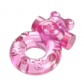 Розовое эрекционное виброкольцо на пенис Pink Bear - Baile - в Коврове купить с доставкой