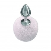 Серебристая анальная пробка с белым пушистым хвостиком Twinkle - Lola Games - купить с доставкой в Коврове