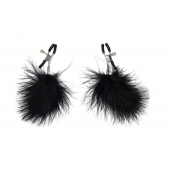 Зажимы на соски с черным пухом Euphoric - Lola Games - купить с доставкой в Коврове