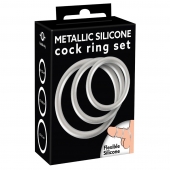 Набор из 3 эрекционных колец под металл Metallic Silicone Cock Ring Set - Orion - в Коврове купить с доставкой