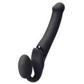 Черный безремневой вибрострапон Silicone Bendable Strap-On M - Strap-on-me - купить с доставкой в Коврове