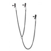 Черные зажимы на соски и клитор на цепочке DELUXE NIPPLE   CLIT CLAMPS - Dream Toys - купить с доставкой в Коврове