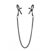 Черные зажимы на соски на цепочке BLAZE DELUXE NIPPLE CLAMPS - Dream Toys - купить с доставкой в Коврове