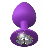 Фиолетовая анальная пробка со стразом Her Little Gem Large Plug - 9,5 см. - Pipedream - купить с доставкой в Коврове