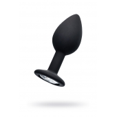 Черная анальная втулка с прозрачным стразом - 7,2 см. - POPO Pleasure - купить с доставкой в Коврове