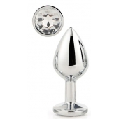 Серебристая анальная втулка с прозрачным кристаллом - 7,1 см. - Dream Toys - купить с доставкой в Коврове