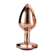 Золотистая анальная втулка с кристаллом-сердечком розового цвета - 7,1 см. - Dream Toys - купить с доставкой в Коврове