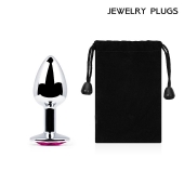 Серебристая анальная пробка с малиновым кристаллом - 7,2 см. - Anal Jewelry Plug - купить с доставкой в Коврове