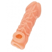 Телесная закрытая насадка с венками Cock Sleeve Size S - 13,8 см. - KOKOS - в Коврове купить с доставкой