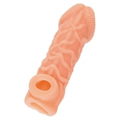 Телесная закрытая насадка с венками Cock Sleeve Size L - 17,6 см. - KOKOS - в Коврове купить с доставкой