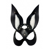 Черная маска зайки с белым мехом на ушках Miss Bunny - БДСМ Арсенал - купить с доставкой в Коврове