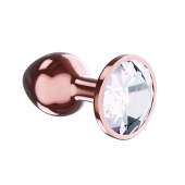 Пробка цвета розового золота с прозрачным кристаллом Diamond Moonstone Shine L - 8,3 см. - Lola Games - купить с доставкой в Коврове