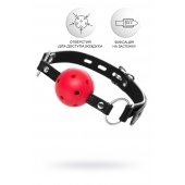 Красный кляп-шар на черных ремешках - ToyFa - купить с доставкой в Коврове