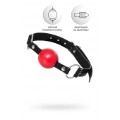 Красный кляп-шар на черных ремешках Anonymo - ToyFa - купить с доставкой в Коврове