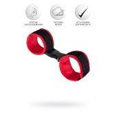 Красно-черные велюровые наручники Anonymo - ToyFa - купить с доставкой в Коврове