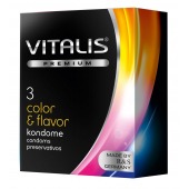 Цветные ароматизированные презервативы VITALIS PREMIUM color   flavor - 3 шт. - Vitalis - купить с доставкой в Коврове