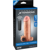 Телесная вибронасадка с кольцом  Vibrating Real Feel 1 Extension - 14 см. - Pipedream - в Коврове купить с доставкой
