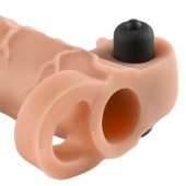 Телесная вибронасадка с кольцом Vibrating Real Feel 2 Extension - 16 см. - Pipedream - в Коврове купить с доставкой
