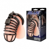 Черная металлическая клетка с замком Deluxe Chastity Cage - BlueLine - купить с доставкой в Коврове