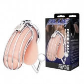 Серебристая металлическая клетка с анальным стимулятором Cock Cage - BlueLine - купить с доставкой в Коврове