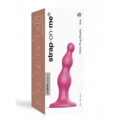 Розовая насадка Strap-On-Me Dildo Plug Beads size S - Strap-on-me - купить с доставкой в Коврове