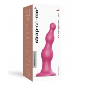 Розовая насадка Strap-On-Me Dildo Plug Beads size L - Strap-on-me - купить с доставкой в Коврове