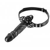Черный кляп-фаллоимитатор Double Penis Gag - Fetish Tentation - купить с доставкой в Коврове