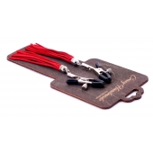 Металлические зажимы на соски с красными замшевыми кисточками - Crazy Handmade - купить с доставкой в Коврове