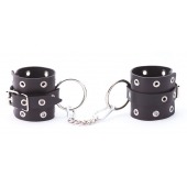 Черные кожаные наручники с люверсами - Crazy Handmade - купить с доставкой в Коврове