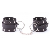 Черные кожаные оковы с люверсами - Crazy Handmade - купить с доставкой в Коврове